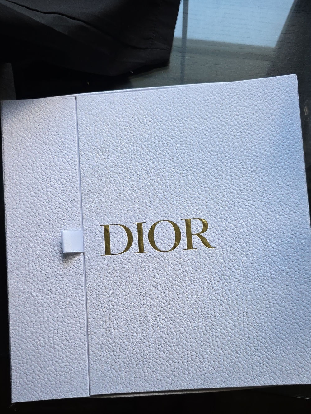 Dior White Textured Gift Box with Gold Logo